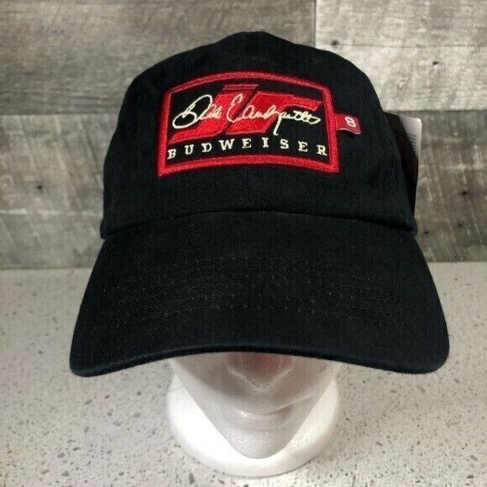 Dale Earnhardt Jr Budweiser Hat Black Bud Beer Nascar Hook Loop Baseball Cap